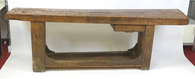 Lot 2465 - An antique oak and elm potter's bench,...