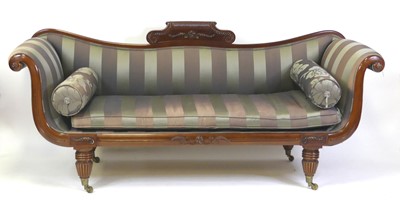 Lot 2462 - A Regency style mahogany settee, 20th century,...