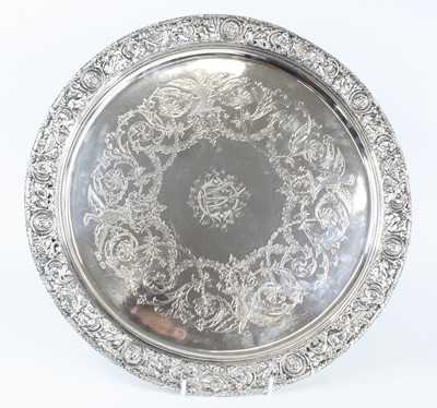 Lot 2172 - A Victorian silver salver, of circular form...