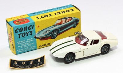 Lot 1474 - Corgi Toys No. 324 Marcos 1800 GT comprising...