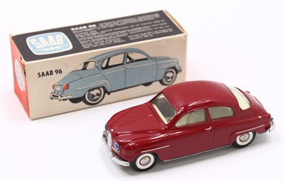 Lot 1538 - Tekno, 827, Saab 96, deep red body with cream...