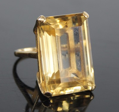 Lot 2811 - A large 9ct gold citrine set cocktail ring,...