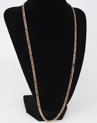 Lot 2477 - A modern 9ct gold flat curb link necklace with...