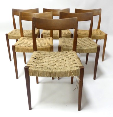 Lot 355 - A set of six 1960s Swedish teak dining chairs...