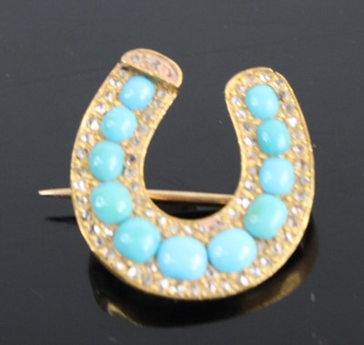 Lot 2793 - A yellow metal turquoise diamond highlight set...