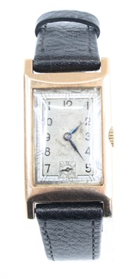 Lot 2880 - An Art Deco gent's 9ct gold cased tank watch...