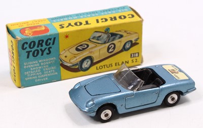 Lot 1481 - Corgi Toys No. 318 Lotus Elan S2, in metallic...