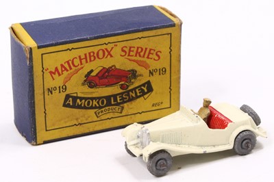 Lot 1588 - Matchbox Lesney No. 19 MG TD Sports Car, cream...