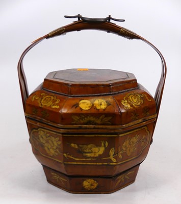 Lot 11 - A Chinese gilt painted wood food carrier,...