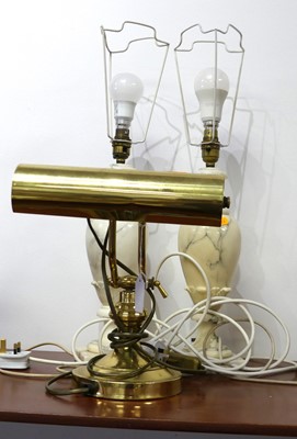Lot 12 - A brass banker's desk lamp, height 29cm,...