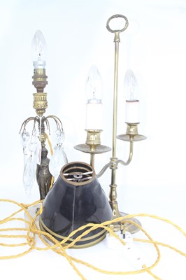 Lot 20 - A figural  metal table lamp having glass...