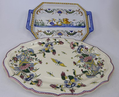Lot 28 - A French Gien Faience tray, polychrome...
