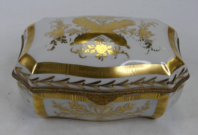 Lot 36 - A Limoges porcelain table casket, gilt...