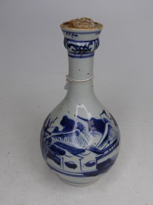 Lot 73 - A Chinese blue & white glazed bottle vase,...
