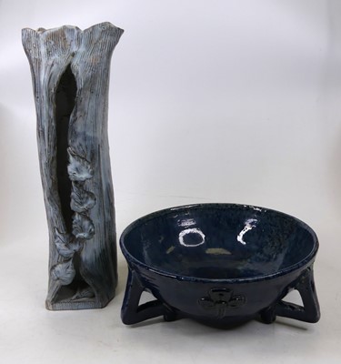 Lot 78 - An Art Nouveau blue glazed pottery bowl,...