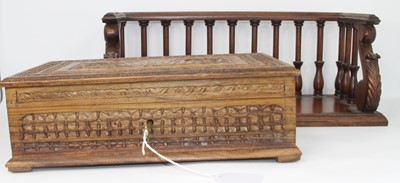 Lot 85 - An Indian  carved hardwood box, having a...