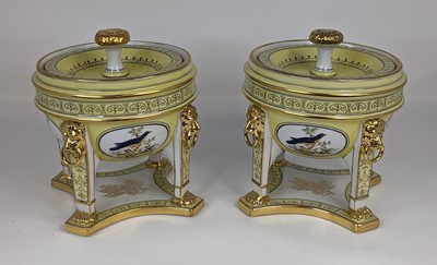 Lot 145 - A pair of continental style porcelain pot...