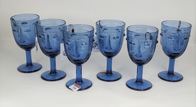 Lot 146 - A set of six Art Deco style blue glass...