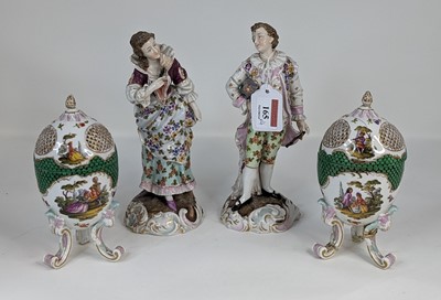 Lot 165 - A pair of continental porcelain figures, each...