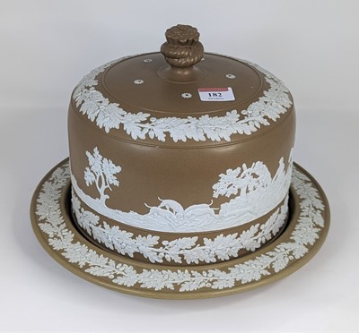 Lot 182 - A Victorian brown jasper ware cheese dome and...