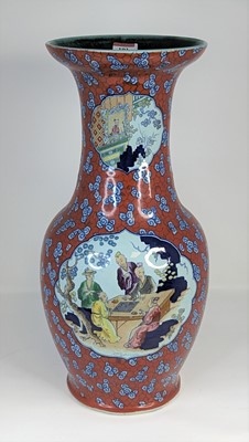 Lot 3 - A Chinese style porcelain vase, transfer...