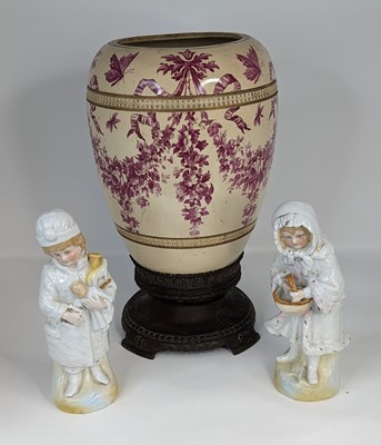 Lot 205 - A Victorian pink transfer decorated pottery...