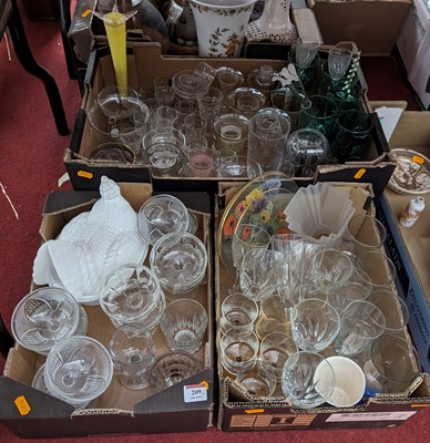 Lot 209 - Three boxes of mixed glass ware, to include...