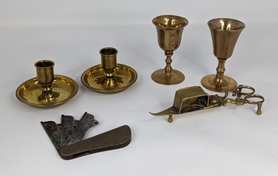 Lot 206 - A collection of antique brass ware to include...