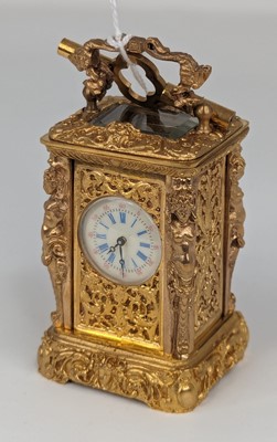 Lot 330 - A modern gilt metal cased minuet carriage...