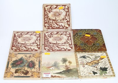 Lot 260 - A collection of Victorian pottery wall tiles,...