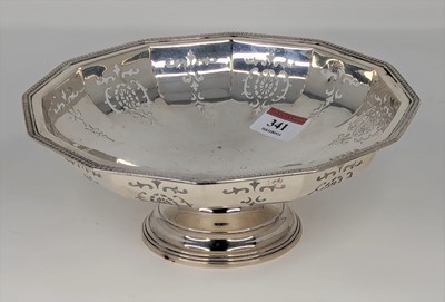 Lot 341 - A George V silver pedestal comport, of lobed...