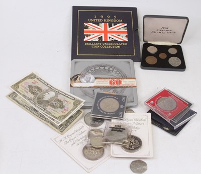 Lot 279 - A collection of mixed coinage, banknotes and...