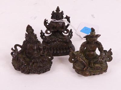 Lot 291 - Three Chinese bronzed metal miniature Buddha...