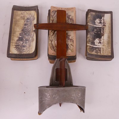 Lot 293 - A Victorian stereoscopic slide-viewer and...