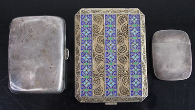 Lot 381 - A silver pocket cigarette case; together with...