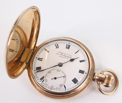 Lot 391 - A gent's gold plated full hunter pocket watch...