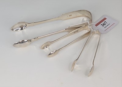 Lot 367 - A pair of William IV silver sugar tongs, maker...