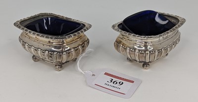 Lot 369 - A pair of George V silver open salts of squat...