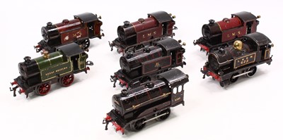 Lot 244 - Seven Hornby 0-4-0 clockwork locos all in...