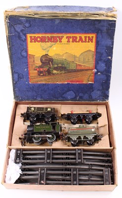 Lot 298 - 1947-9 Hornby No.201 clockwork tank goods set...