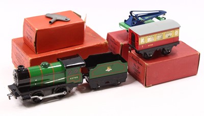 Lot 308 - Post-war No.30 loco & tender, clockwork, BR...