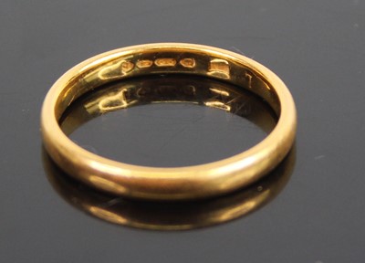 Lot 399 - A 22ct gold wedding band, 3.6g, sponsor JM,...