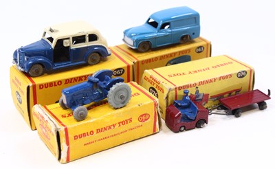 Lot 560 - Four Dublo Dinky Toys: 063 Commer van, blue,...