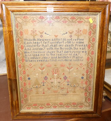 Lot 1002 - A Victorian needlework verse and picture...