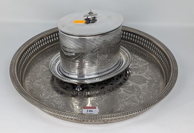 Lot 246 - An Edwardian silver plated biscuit box and...