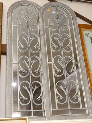 Lot 1014 - A pair of wooden framed garden mirrors, with...