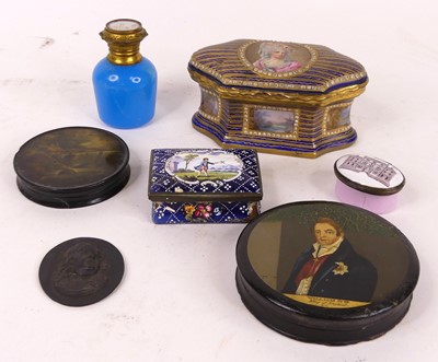 Lot 439 - A 19th century Staffordshire enamel patch box,...