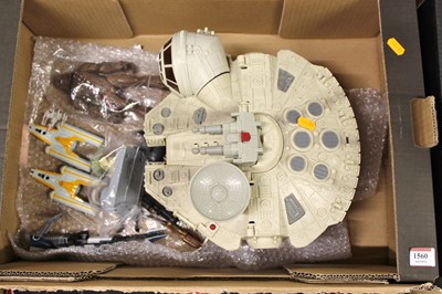 Lot 1560 - Two trays of Star Wars related collectables,...