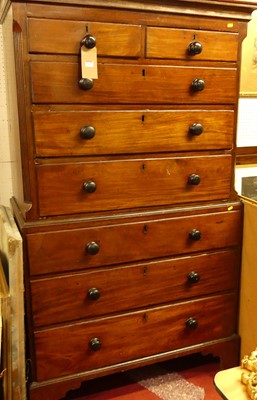 Lot 1165 - An early 19th century mahogany chest-on-chest,...