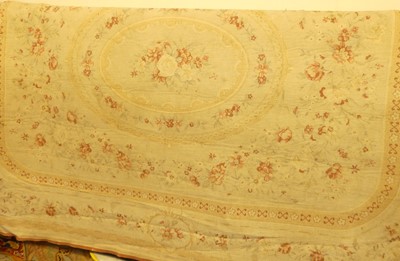 Lot 1181 - A Continental cream floral woven Aubusson rug